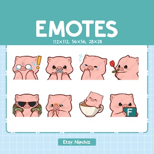 Pig Emotes for Streamer (8) - Kawaii Cute Baby Pig - Emoji Pack for Streaming