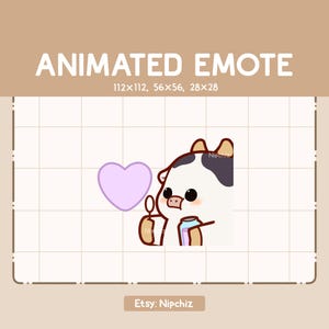 Gesto animado Vaca está soplando una pompa de jabón con forma de amor / Gesto para streaming / Gesto Chibi