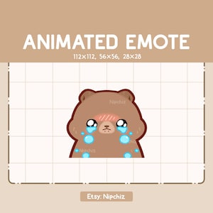 Animated Emote Sad Grizzly Bear with Teary Eyes is Crying - Cartoon Emote - Funny Emote for Streaming - Ready to Use