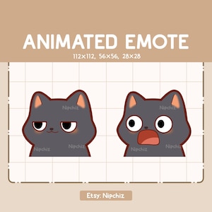 Animated Emote Chibi Black Cat is Suddenly Shocked - Cute Cartoon Emote - Ready to Use – Chibi Emote for Streaming