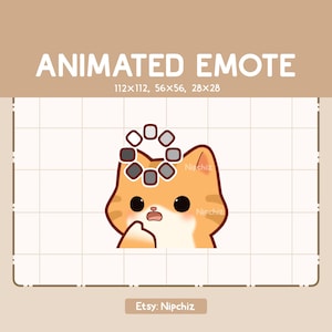 Animated Emote Chibi Orange Tabby Cat Is Confused Showed By a Loading Sign / Adorable Chibi Emote / Cartoon Emote for Streaming