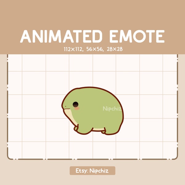 Animated Emote - Cute and Adorable Green Frog is Jumping with Joy - Chibi Animal