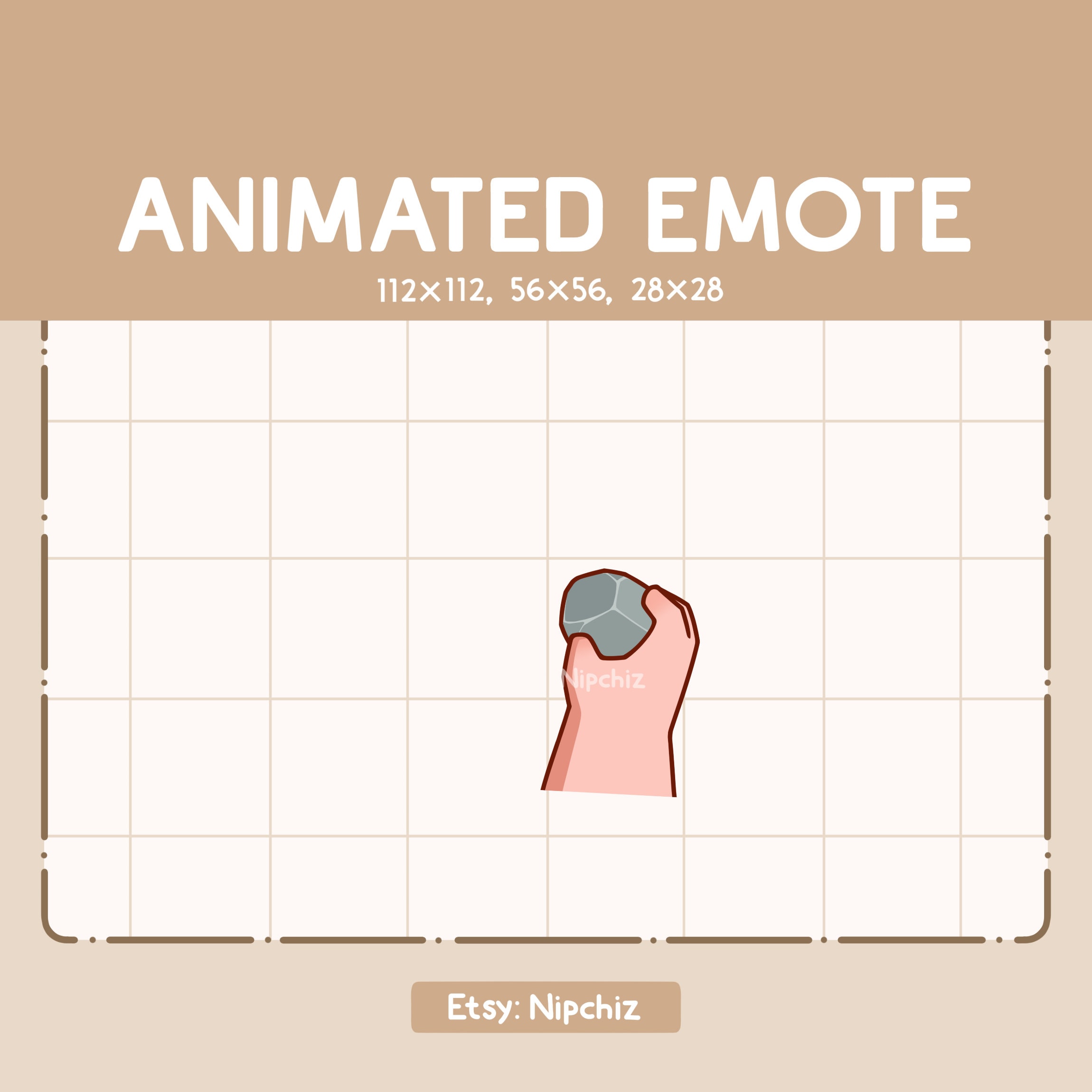 Animated Emote Someone Throwing a Stone / Kawaii Emote for Streaming / Cartoon Emote