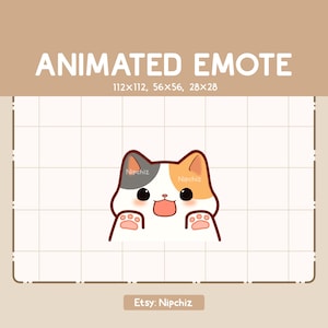 Animated Emote Cute Calico Cat is Licking Joyfully / Adorable Chibi Emote / Cartoon Emote for Streaming