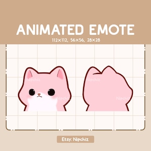 Animated Emote Adorable Pink Cat is Spinning in Circle - Adorable Cartoon Emote - Chibi Kawaii Emote - Ready to Use