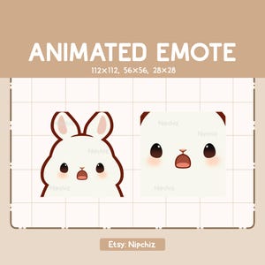 Animated Emote Cute Zoomed In Rabbit is Being Astonished - Funny Cartoon Emote - Ready to Use - Chibi Emote for Streamer