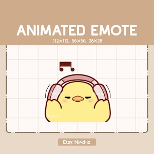 Animated Emote Cute Chick Wearing Headphone / Kawaii Cartoon Emote / Chibi Emote For Streamer / Ready to Use