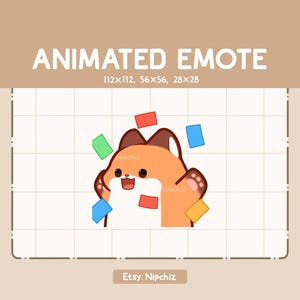 Animierter Emote Fröhlicher Hype Feiernder Fuchs / Cartoon Kawaii Emote / Gebrauchsfertig / Cartoon Emote