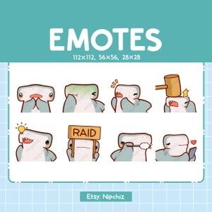 Hammerhead Shark Emotes / Cute Emoji Pack / 8 Hammerhead Shark Emotes for Streaming / Bundle Emotes
