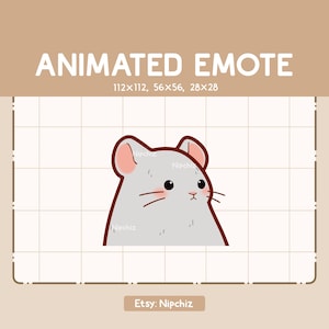 Animated Emote Cute Gray Mouse Shaking Head Emote / Adorable Chibi Emote / Cartoon Emote for Streaming