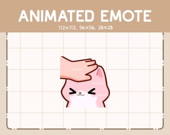 Emoticono animado: Mano adorable y gato rosa feliz. Emoticono adorable. Emoticono divertido para streaming. Emoticono kawaii.