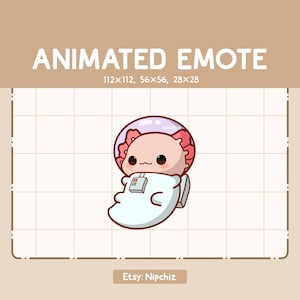 Emote animé mignon et adorable astronaute Axolotl flottant joyeusement - Prêt à l'emploi - Emote dessin animé