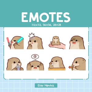 Cute Otter Emotes 8 Pack | Chibi Otter Emotes for Streamer | Kawaii Emoji Set