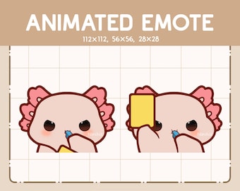 Animated Emote - Chibi Kawaii Axolotl Blowing Whistle and Holding a Yellow Card - Ready to Use - Emote for Streaming