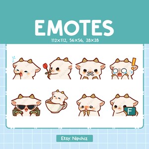 White Goat Emotes for Streaming | Kawaii Animal Emoji | (8) Cute Goat Emote Pack