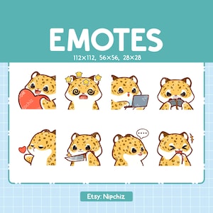 Emotki lamparta do streamingu | Kawaii Animal Emoji | (8) Uroczy pakiet emotek lamparta