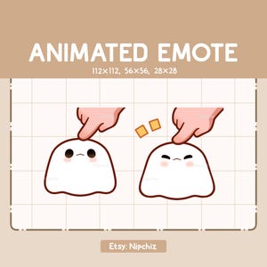 Emote animata fantasma che viene premuto sulla testa / Emote carina kawaii / Pronta all'uso / Emote per lo streaming