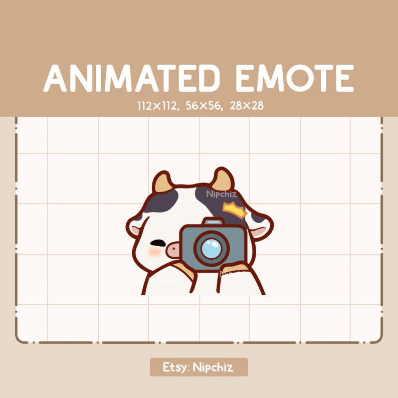Camera Emote Animated Emote Cute Cow is Taking a Picture With His Camera - Emote for ...