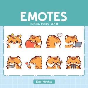 Tiger Bundle | Emotes for Streaming | 8 Cute Tiger Emotes | Kawaii Emotes | Funny emoji Pack