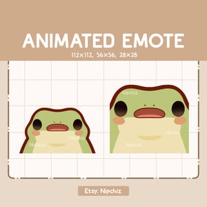 Emote animée Grenouille mignonne agrandie qui est étonnée - Emote dessin animé adorable - Emote Chibi Kawaii