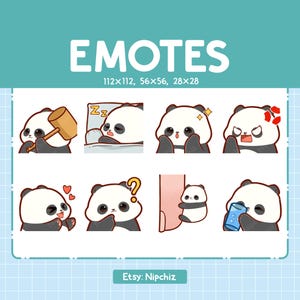 Panda Emotes for Streamer (8) - Kawaii Cute Panda - Emoji Pack for Streaming