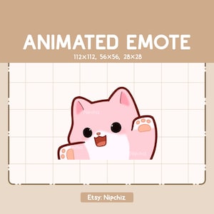 Gesto animado lindo y alegre gato rosa bailando / Gesto adorable de Chibi / Gesto de dibujos animados para transmisión