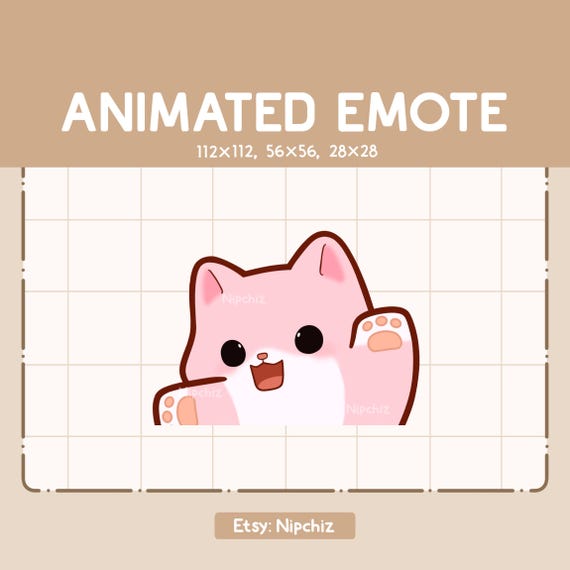 Animated Emote Cute Cheerful Pink Cat Dancing / Adorable Chibi