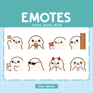 Cute Harp Seals Emotes | 8 Emotes for Streamer | Cute Harp Seals Emote Pack | Funny Emotes