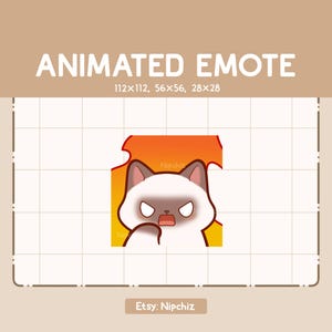 Gesto animado Gato siamés en llamas / Gesto divertido de Chibi / Gesto para transmisión / Gesto de dibujos animados