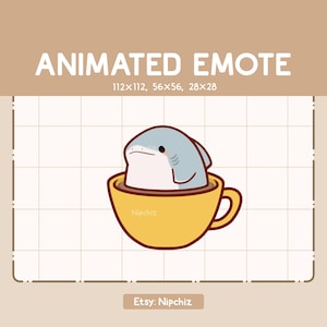 Animated Emote Cute Shark Inside a Cup of Tea is Spinning Around / Kawaii Cute Emote / Ready to Use / Emote for Streaming