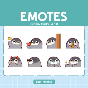 Emotki pingwina / Pakiet uroczych emotikonów / 8 emotek pingwina do streamingu / Pakiet emotikonów