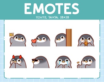 Penguin Emotes / Cute Emoji Pack / 8 Penguin Emotes for Streaming / Bundle Emotes