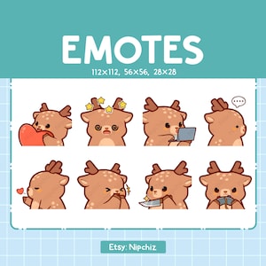 Deer Emotes for Streamer (8) - Kawaii Cute Deer - Emoji Pack for Streaming