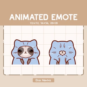 Emote animé mignon raton laveur qui cache et révèle son visage avec son sweat à capuche / Prêt à l'emploi / Emote dessin animé pour le streaming