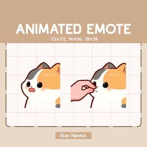 Emote animé mignon chat calicot bavard et une main / Emote dessin animé Kawaii / Emote Chibi pour streamer / Prêt à l'emploi