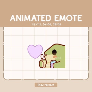 Animated Emote Cute Frog is Blowing a Love Shaped Soap Bubble / Emote for Streamer