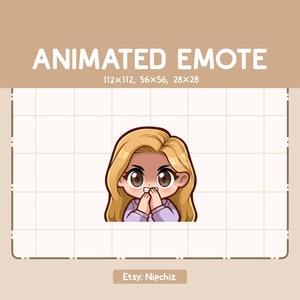 Animated Emote Girl Long Straight Blonde Hair Has a Plan with Scheming Face / Emote for Streamer / Ready to Use