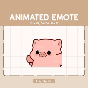 Emote animado de cerdo golpeando - Emote chibi para streamers - Emote de caricatura adorable - Listo para usar