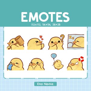Emotes poussins à diffuser | Emoji animaux kawaii | (8) Pack d'émoticônes Poussin mignon
