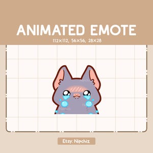 Animowana emotka Smutny nietoperz ze łzami w oczach płacze - słodka emotka z kreskówek - gotowa do użycia - emotka Chibi do przesyłania strumieniowego