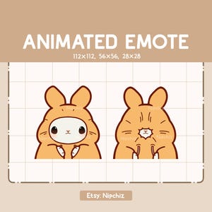 Animated Emote Cute Rabbit Is Hiding and Revealing His Face With His Hoodie / Emote for Streaming / Ready to Use
