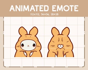 Animated Emote Cute Rabbit Is Hiding and Revealing His Face With His Hoodie / Emote for Streaming / Ready to Use