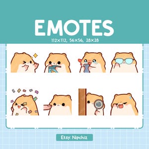 Cute Golden Hamster Emotes | 8 Emotes for Streamer | Cute Golden Hamster Emote Pack | Funny Emotes
