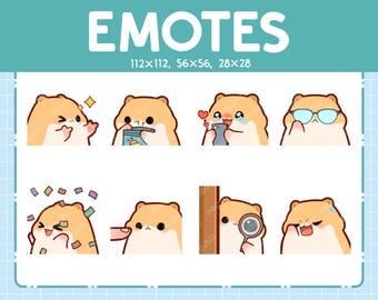 Cute Golden Hamster Emotes | 8 Emotes for Streamer | Cute Golden Hamster Emote Pack | Funny Emotes