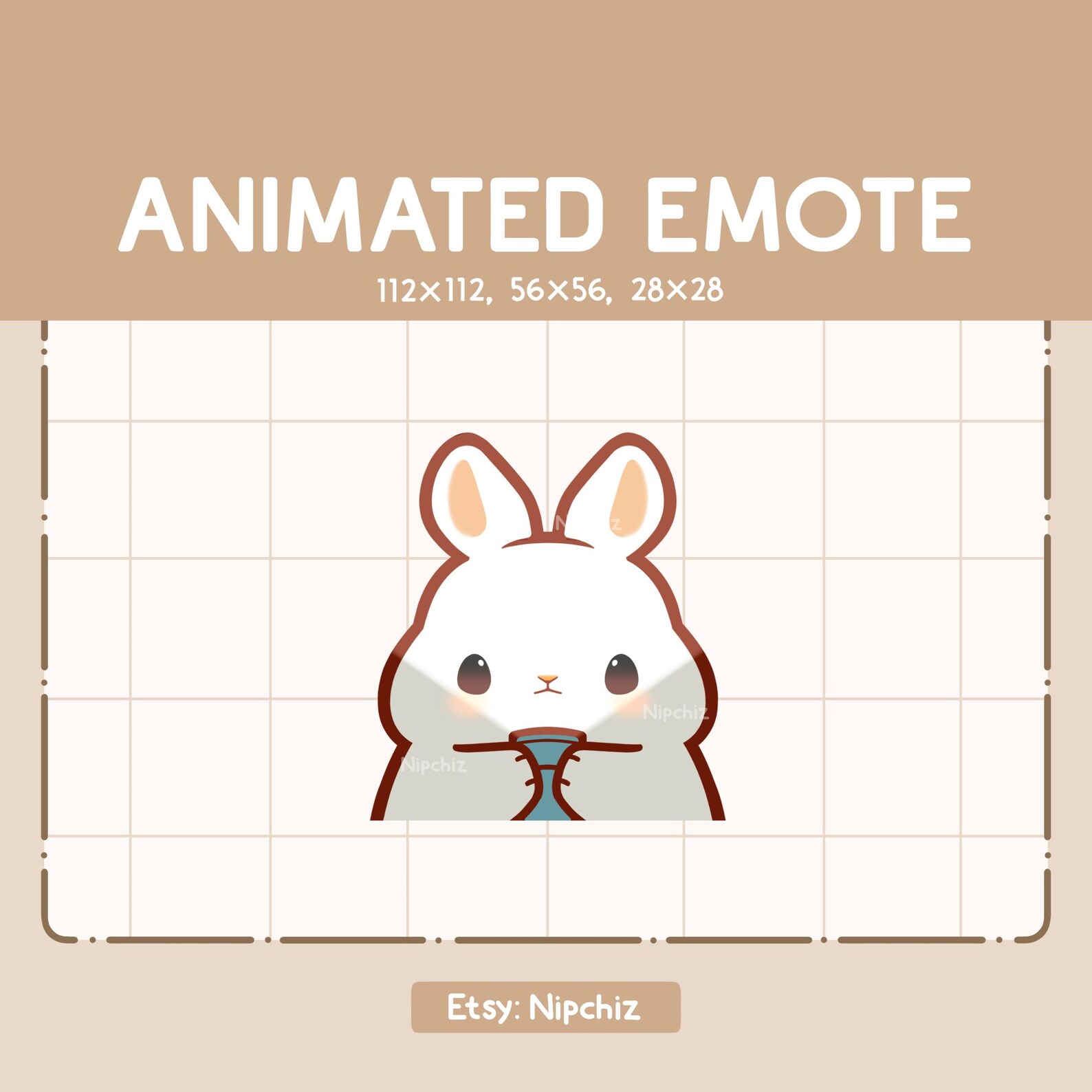 Animated Emote Cute Rabbit Flashlight Face - Cartoon Emote - Adorable ...