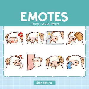 Emotes Sheep / 8 Cute Emotes for Streaming / Digital / Chibi Baby Sheep Emote Bundle