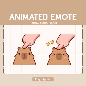 Emote animée Capybara mignonne et adorable se faisant appuyer sur la tête - Emote streamer - Emote animal dessin animé