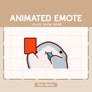Emote animée Requin chibi soufflant dans un sifflet et montrant un carton rouge - Emote dessin animé Chibi - Prêt à l'emploi - Emote drôle