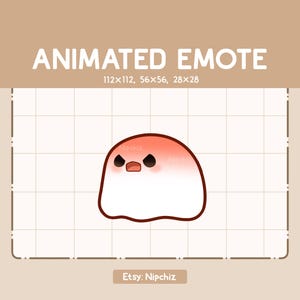 Emote animata Fantasma arrabbiato con la faccia rossa che mostra la sua ira / Emote cartone animato kawaii / Emote chibi per streamer / Pronto all'uso