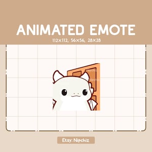 Animated Emote White Dragon is Opening the Door and Exiting the Room - Cute Funny Emote - Ready to Use - Kawaii Emote